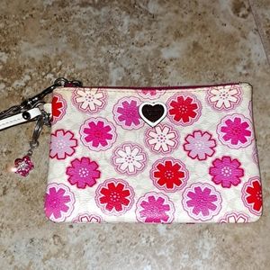 Coach pink flower art print wristlet